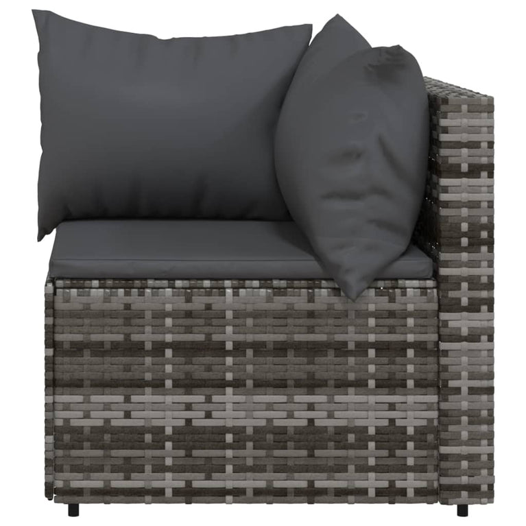 3-delige Loungeset met kussens poly rattan grijs MeubelReus