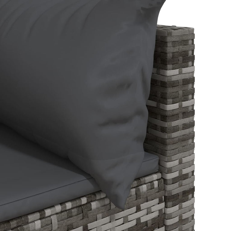 3-delige Loungeset met kussens poly rattan grijs MeubelReus