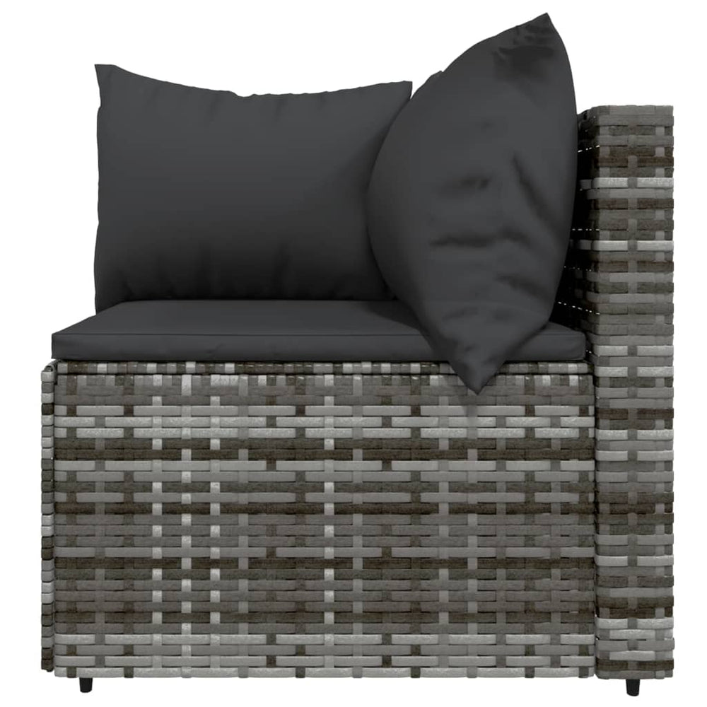 3-delige Loungeset met kussens poly rattan grijs MeubelReus