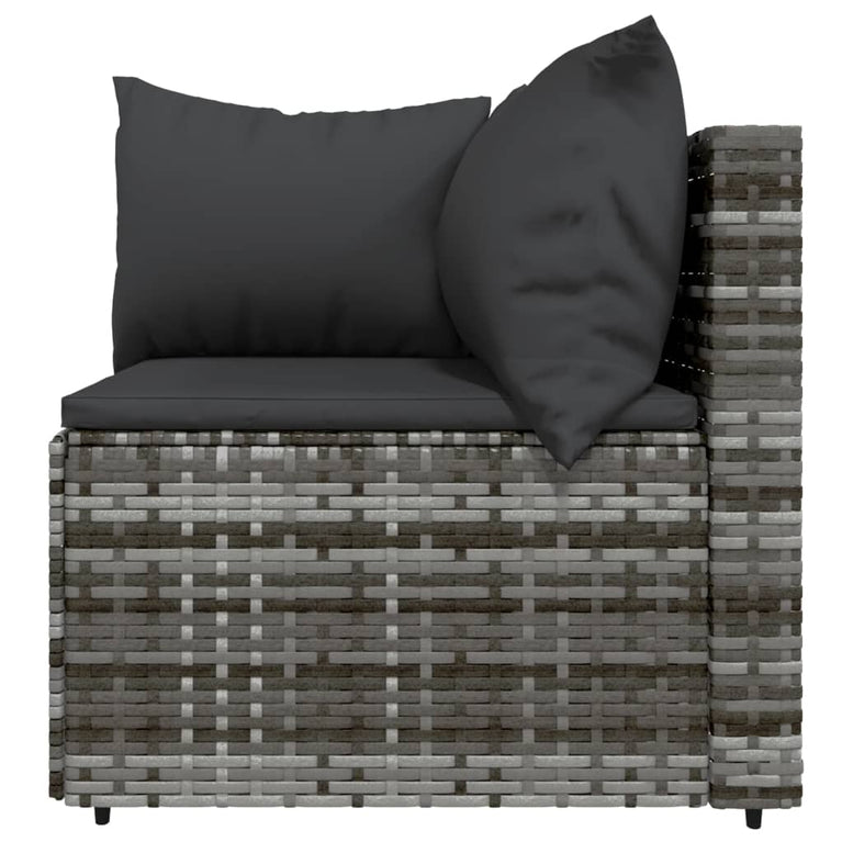 3-delige Loungeset met kussens poly rattan grijs MeubelReus