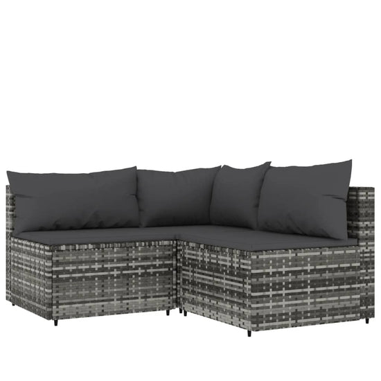 4-delige Loungeset met kussens poly rattan grijs MeubelReus