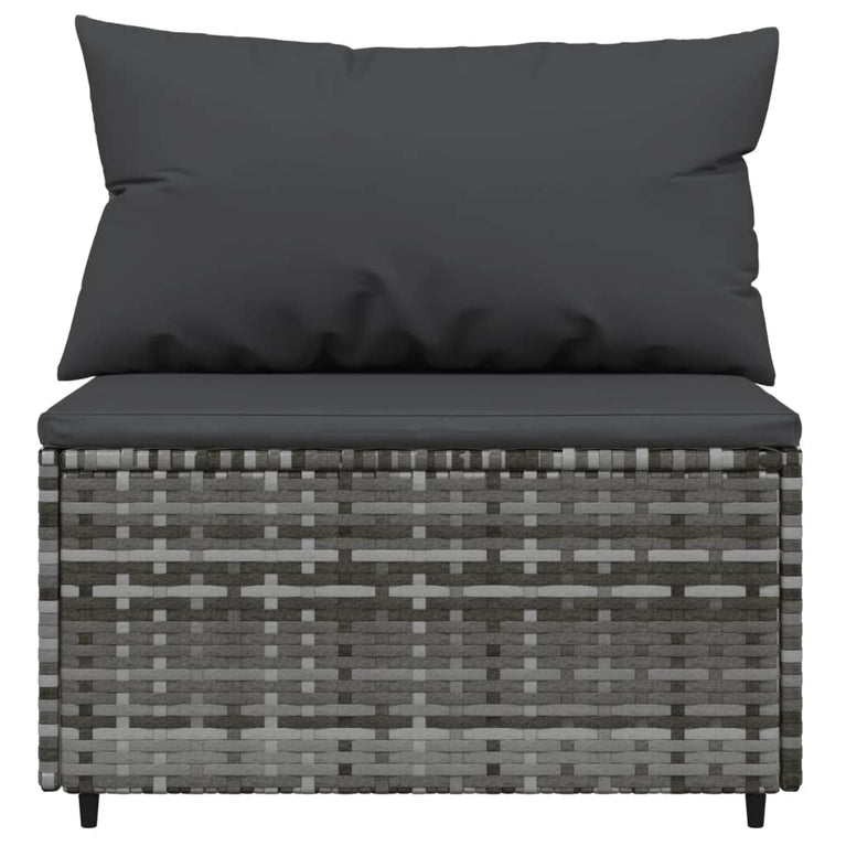 4-delige Loungeset met kussens poly rattan grijs MeubelReus