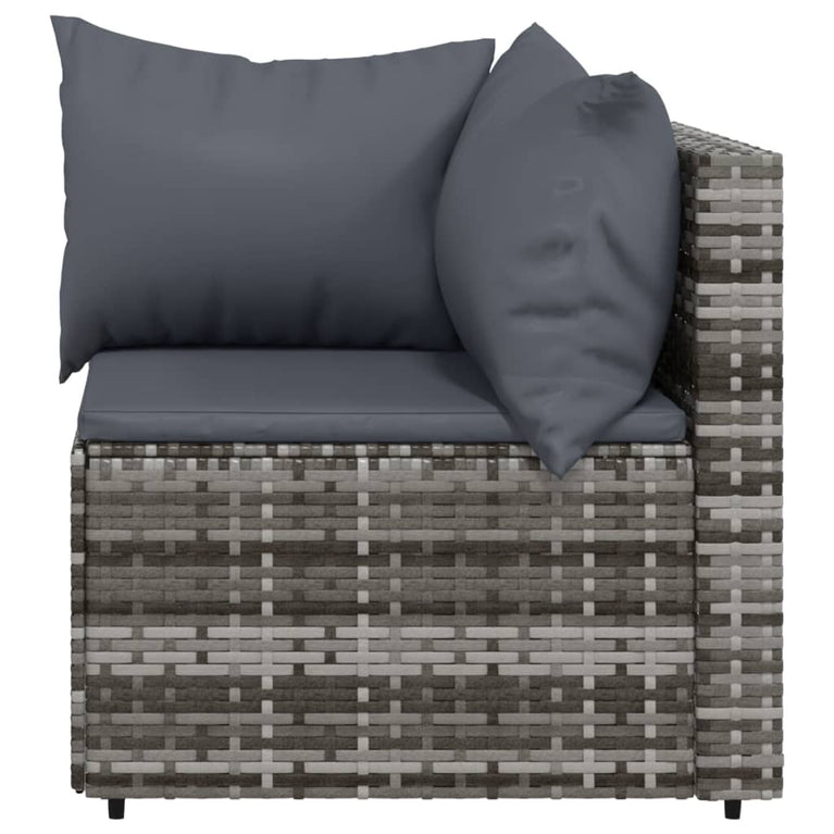 3-delige Loungeset met kussens poly rattan grijs MeubelReus