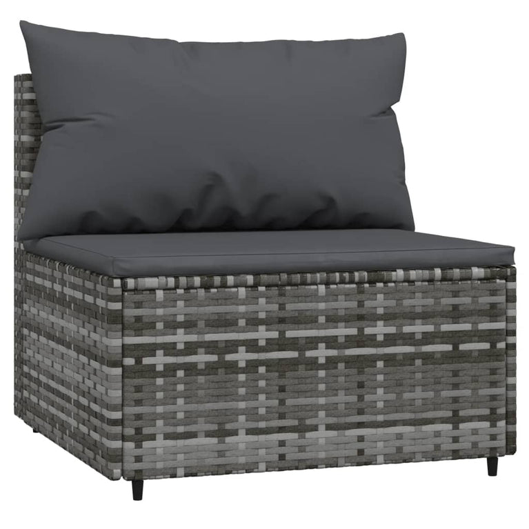 3-delige Loungeset met kussens poly rattan grijs MeubelReus