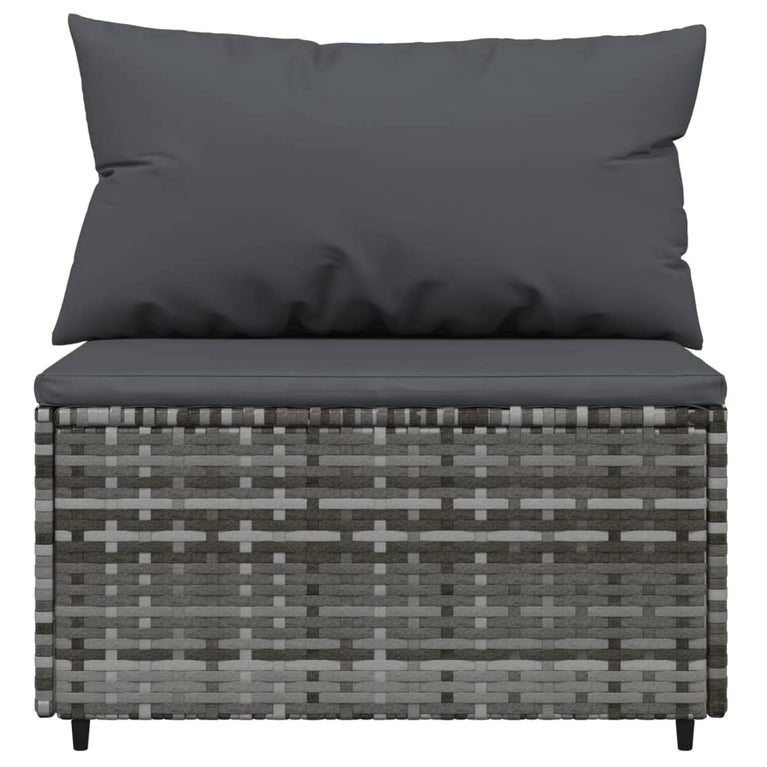 3-delige Loungeset met kussens poly rattan grijs MeubelReus