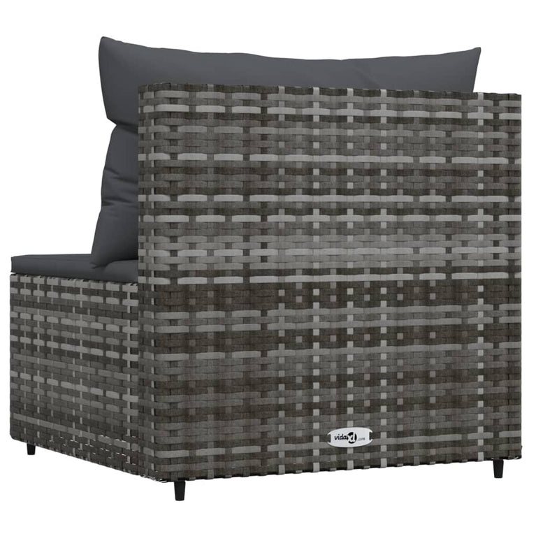 Tuinmiddenbank met kussens poly rattan grijs MeubelReus