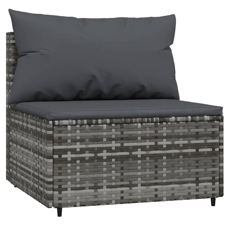 3-delige Loungeset met kussens poly rattan grijs MeubelReus
