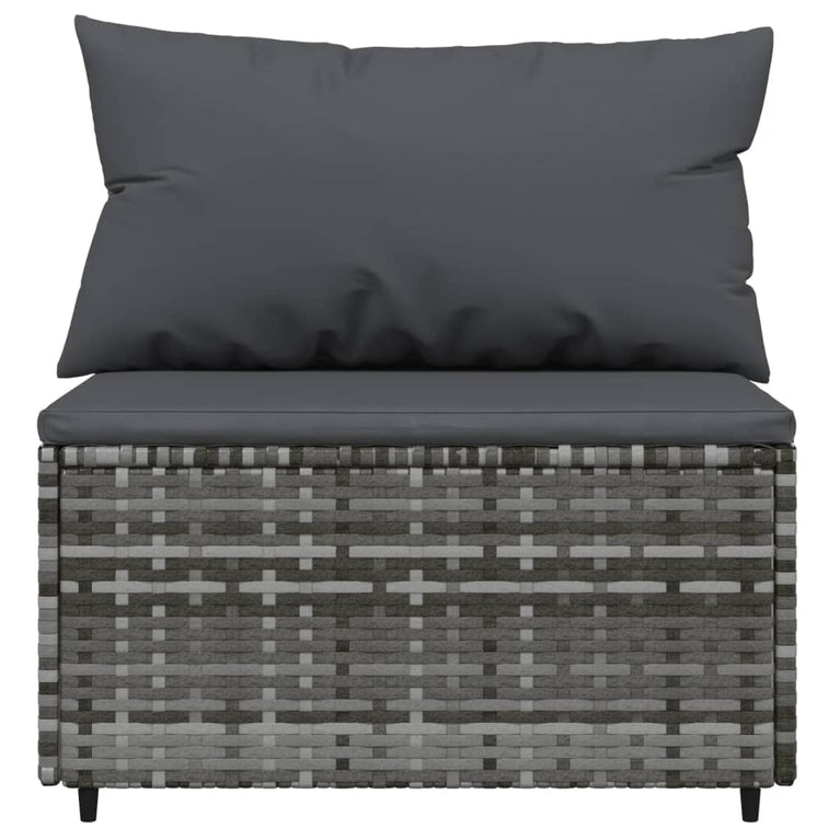 3-delige Loungeset met kussens poly rattan grijs MeubelReus
