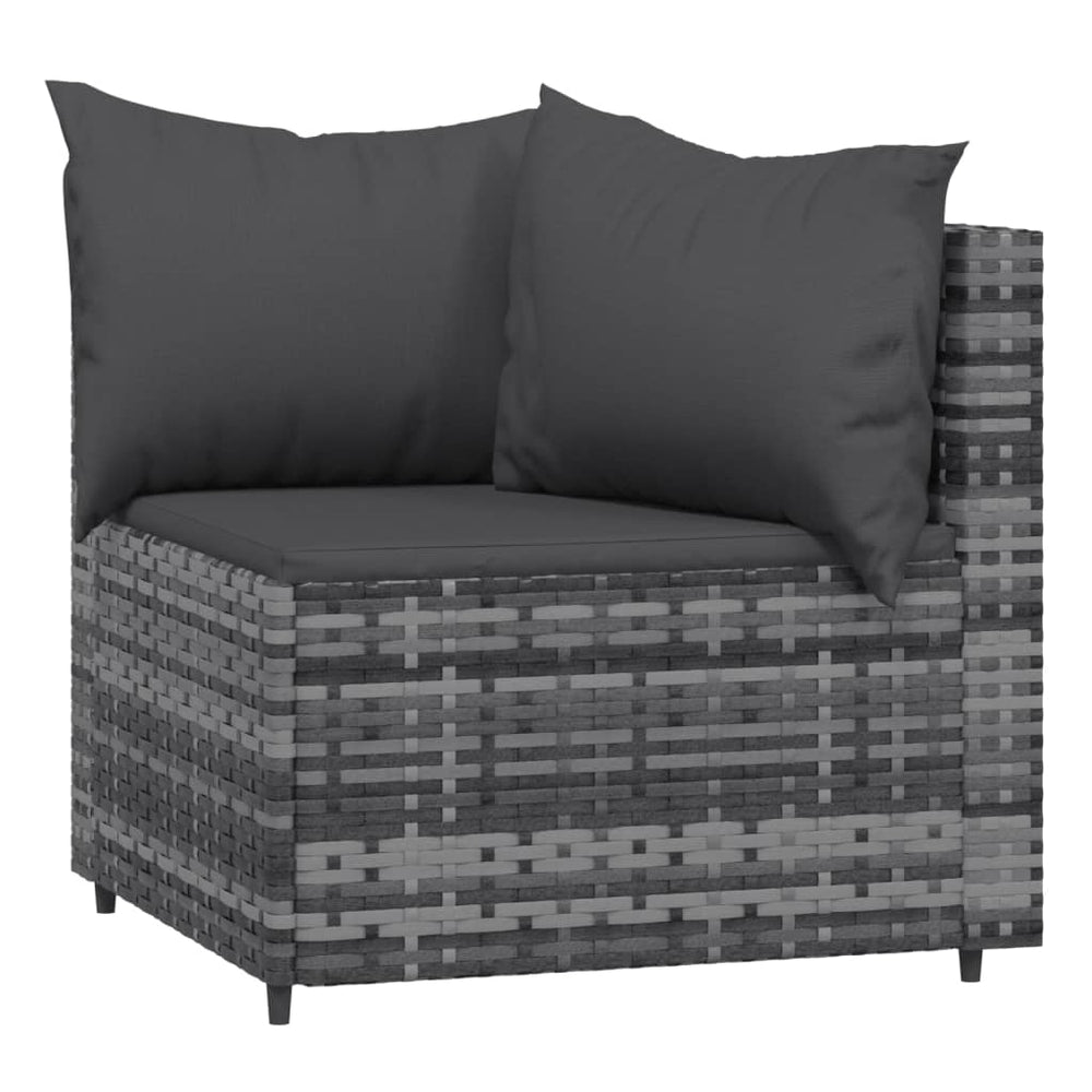 Tuinhoekbanken met kussens 2 st poly rattan grijs MeubelReus