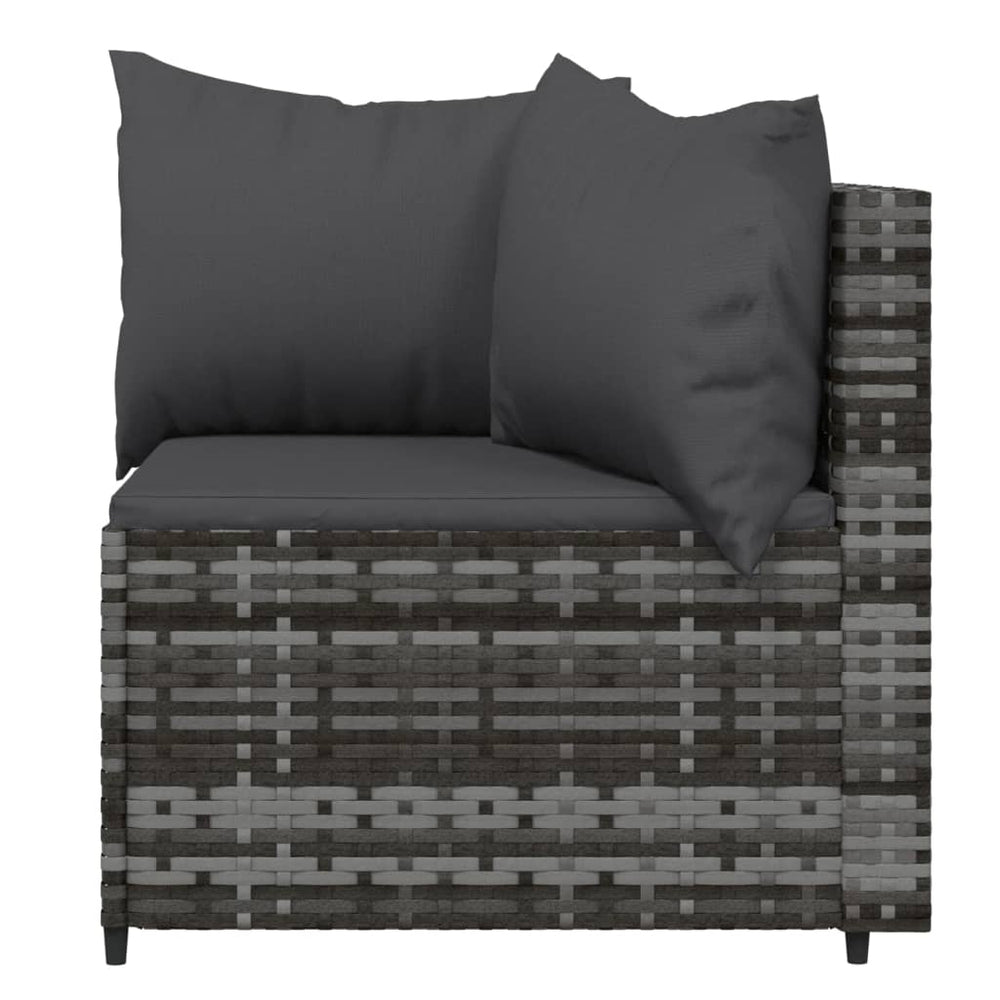 Tuinhoekbanken met kussens 2 st poly rattan grijs MeubelReus