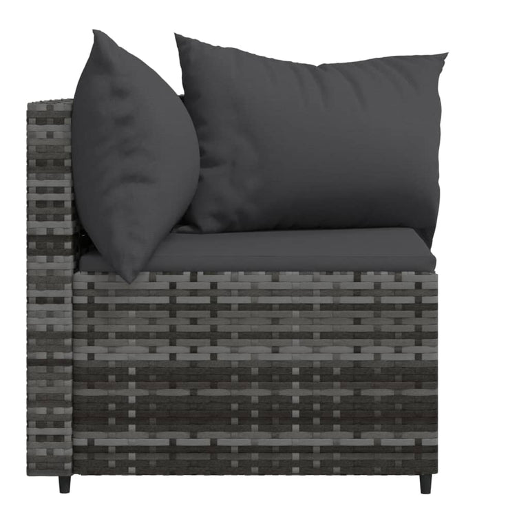 Tuinhoekbanken met kussens 2 st poly rattan grijs MeubelReus