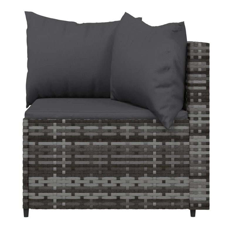 3-delige Loungeset met kussens poly rattan grijs MeubelReus