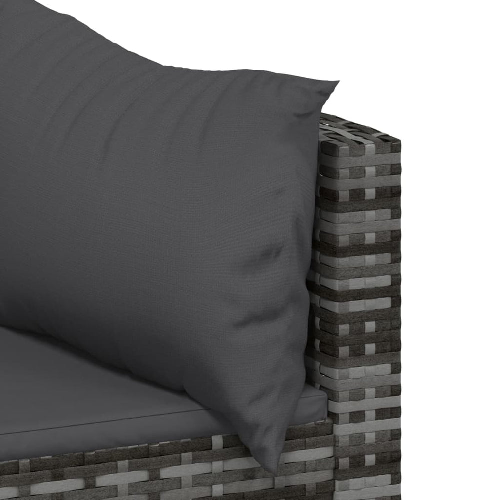 3-delige Loungeset met kussens poly rattan grijs MeubelReus