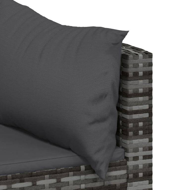 3-delige Loungeset met kussens poly rattan grijs MeubelReus