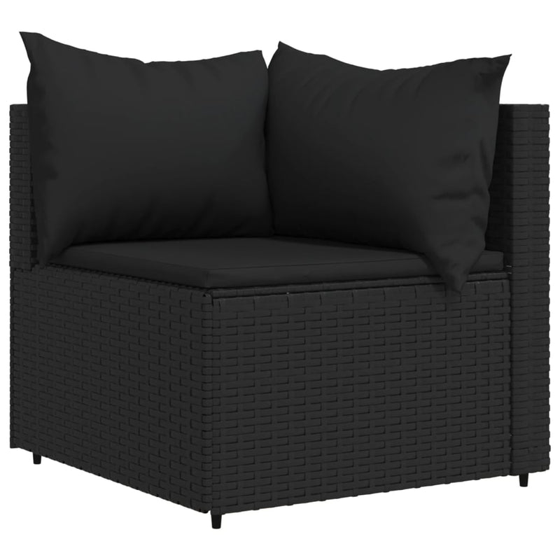 Tuinhoekbank met kussens poly rattan zwart MeubelReus