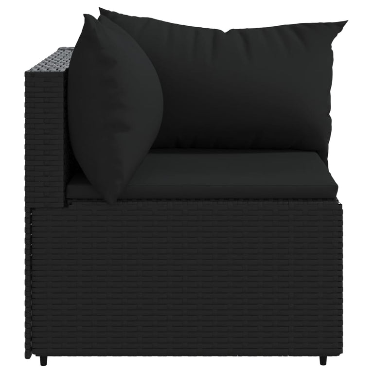 Tuinhoekbank met kussens poly rattan zwart MeubelReus