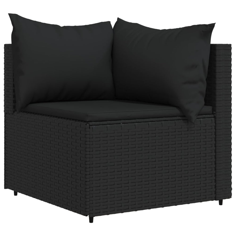 3-delige Loungeset met kussens poly rattan zwart MeubelReus