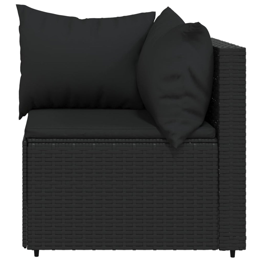 3-delige Loungeset met kussens poly rattan zwart MeubelReus