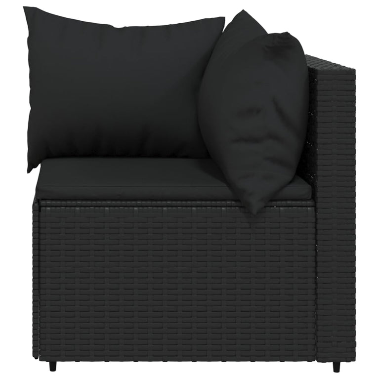 3-delige Loungeset met kussens poly rattan zwart MeubelReus