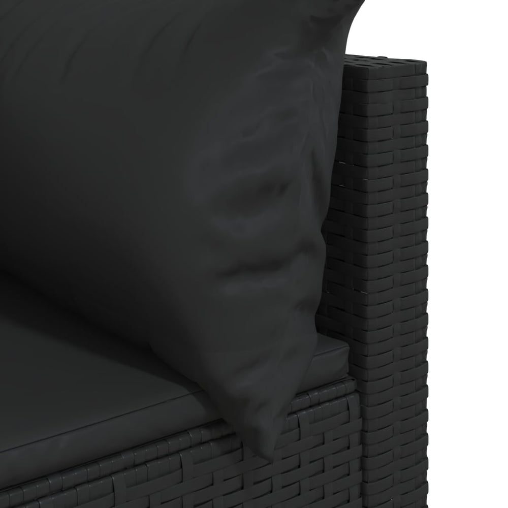 3-delige Loungeset met kussens poly rattan zwart MeubelReus