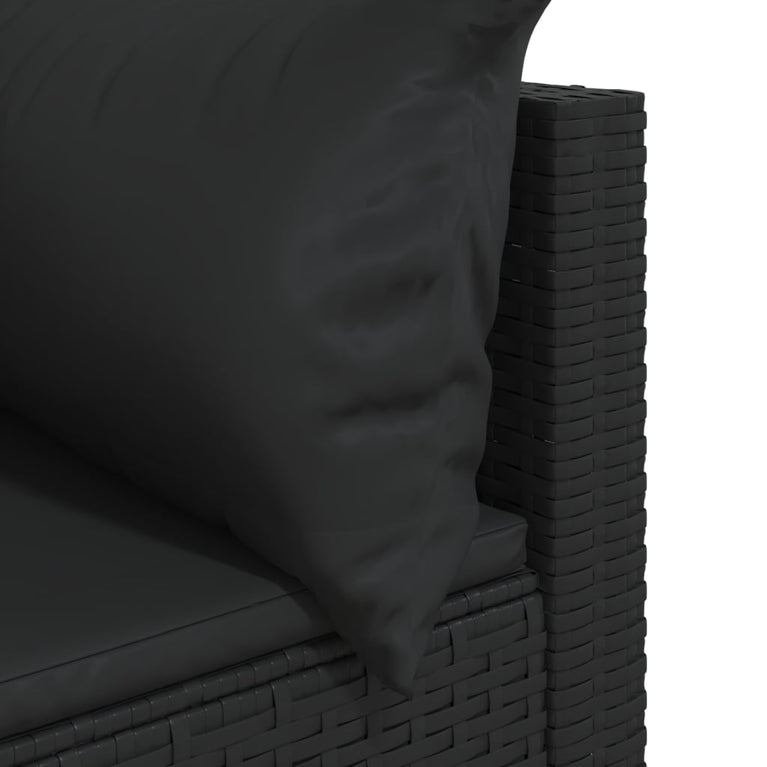 3-delige Loungeset met kussens poly rattan zwart MeubelReus