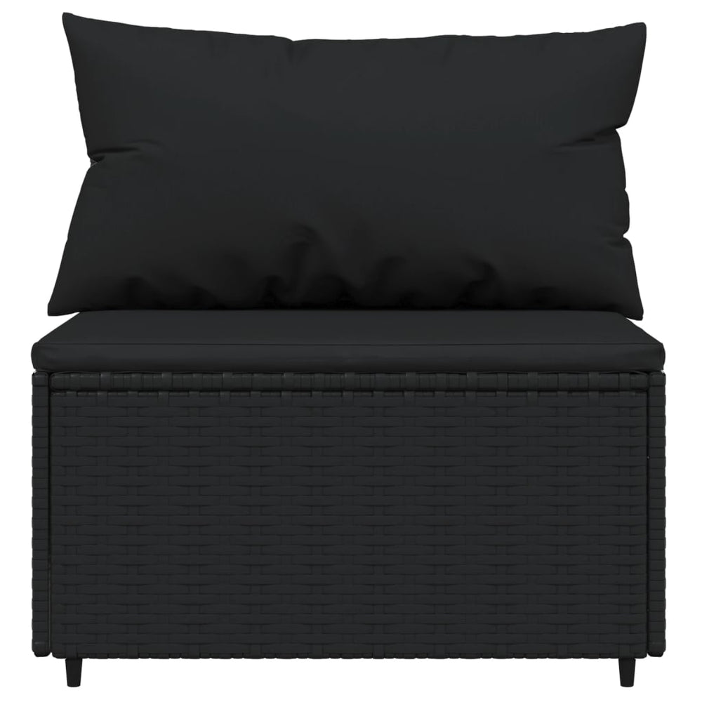 3-delige Loungeset met kussens poly rattan zwart MeubelReus