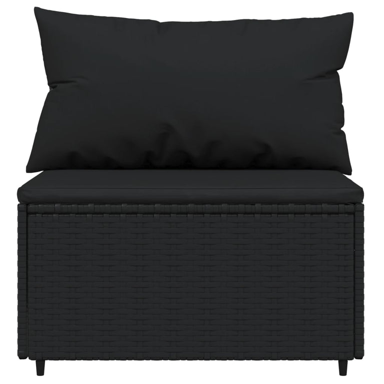 3-delige Loungeset met kussens poly rattan zwart MeubelReus