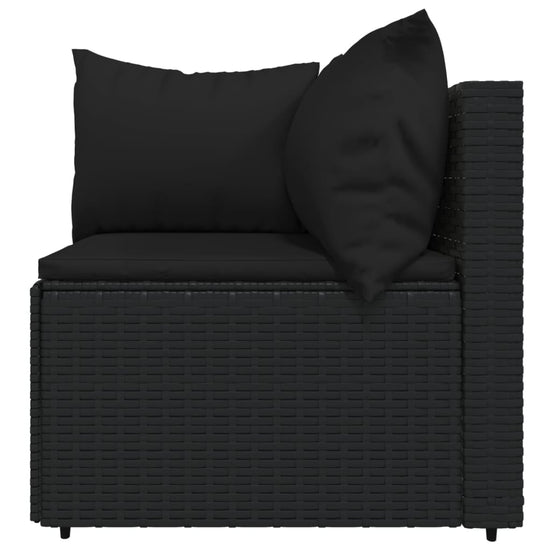 3-delige Loungeset met kussens poly rattan zwart MeubelReus