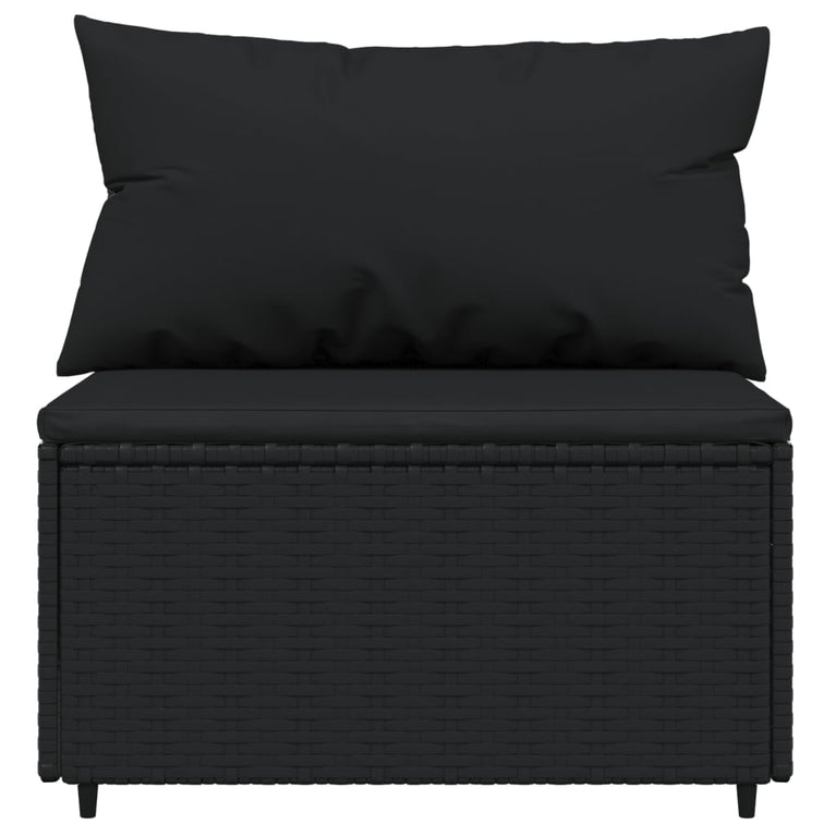 3-delige Loungeset met kussens poly rattan zwart MeubelReus
