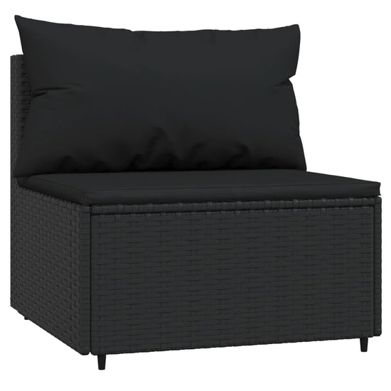 Tuinmiddenbank met kussens poly rattan zwart MeubelReus