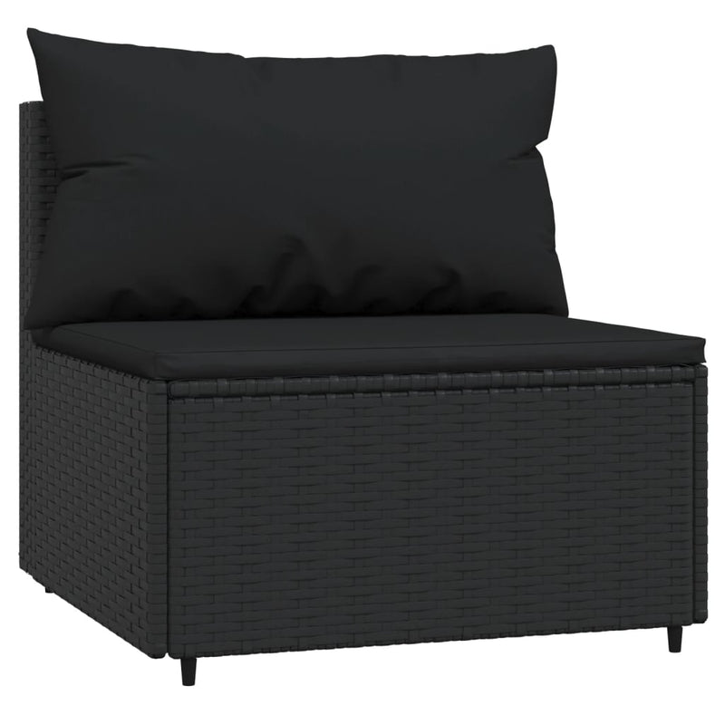 Tuinmiddenbank met kussens poly rattan zwart MeubelReus