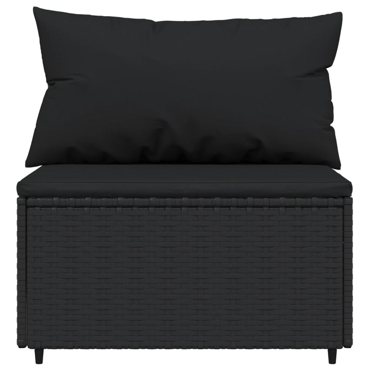 Tuinmiddenbank met kussens poly rattan zwart MeubelReus