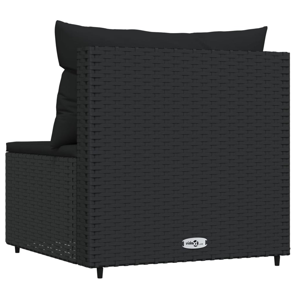 Tuinmiddenbank met kussens poly rattan zwart MeubelReus