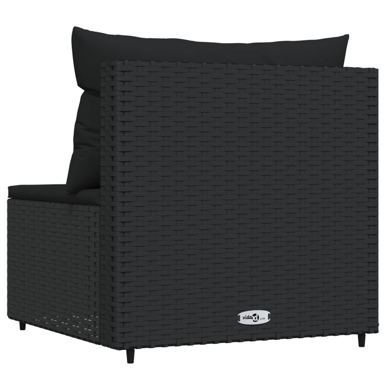 Tuinmiddenbank met kussens poly rattan zwart MeubelReus