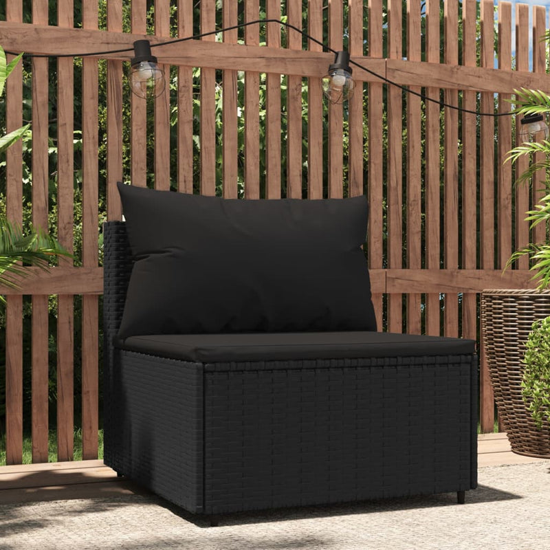 Tuinmiddenbank met kussens poly rattan zwart MeubelReus