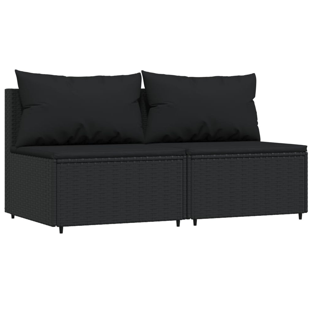 Tuinmiddenbanken met kussens 2 st poly rattan zwart MeubelReus