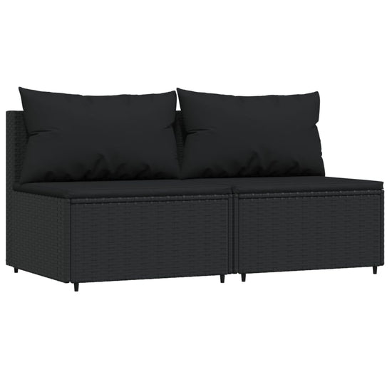 Tuinmiddenbanken met kussens 2 st poly rattan zwart MeubelReus