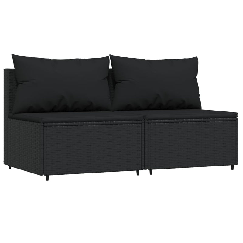 Tuinmiddenbanken met kussens 2 st poly rattan zwart MeubelReus
