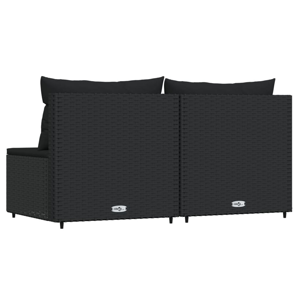 Tuinmiddenbanken met kussens 2 st poly rattan zwart MeubelReus