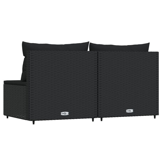 Tuinmiddenbanken met kussens 2 st poly rattan zwart MeubelReus