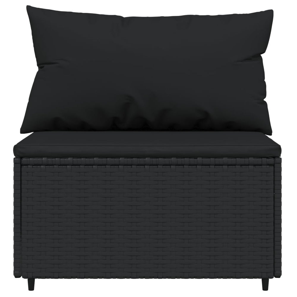 3-delige Loungeset met kussens poly rattan zwart MeubelReus