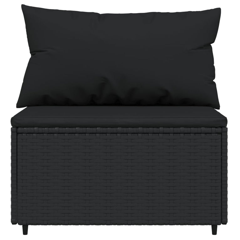 3-delige Loungeset met kussens poly rattan zwart MeubelReus