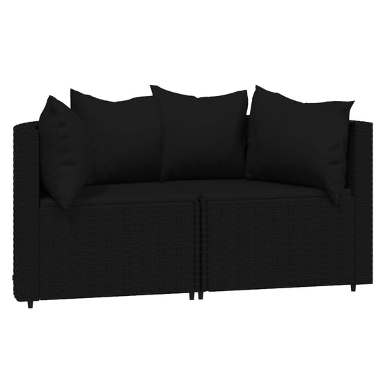Tuinhoekbanken met kussens 2 st poly rattan zwart MeubelReus