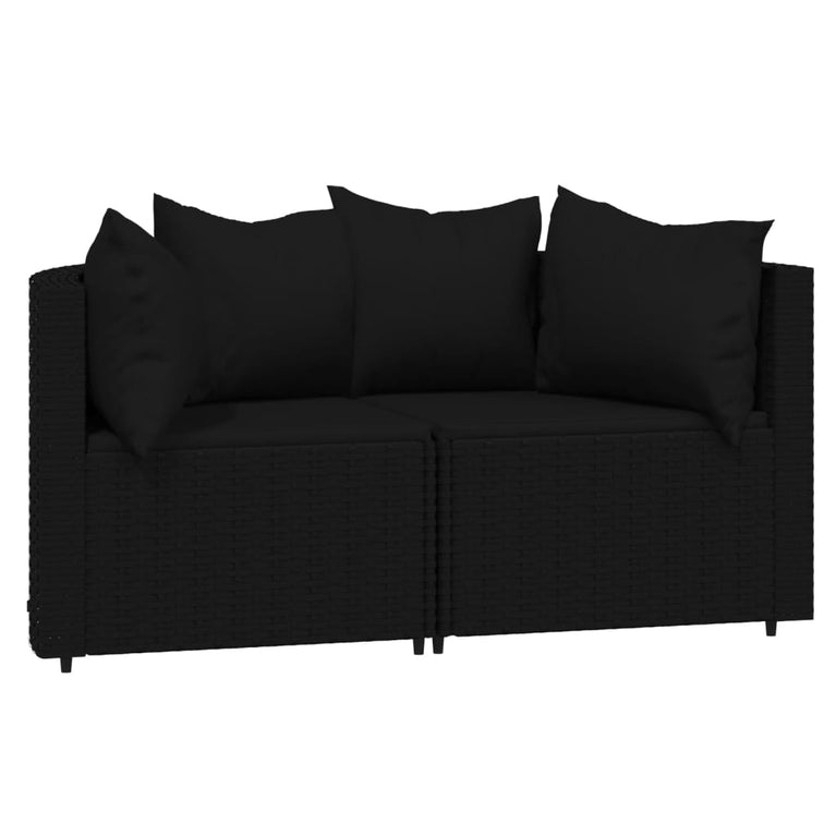 Tuinhoekbanken met kussens 2 st poly rattan zwart MeubelReus