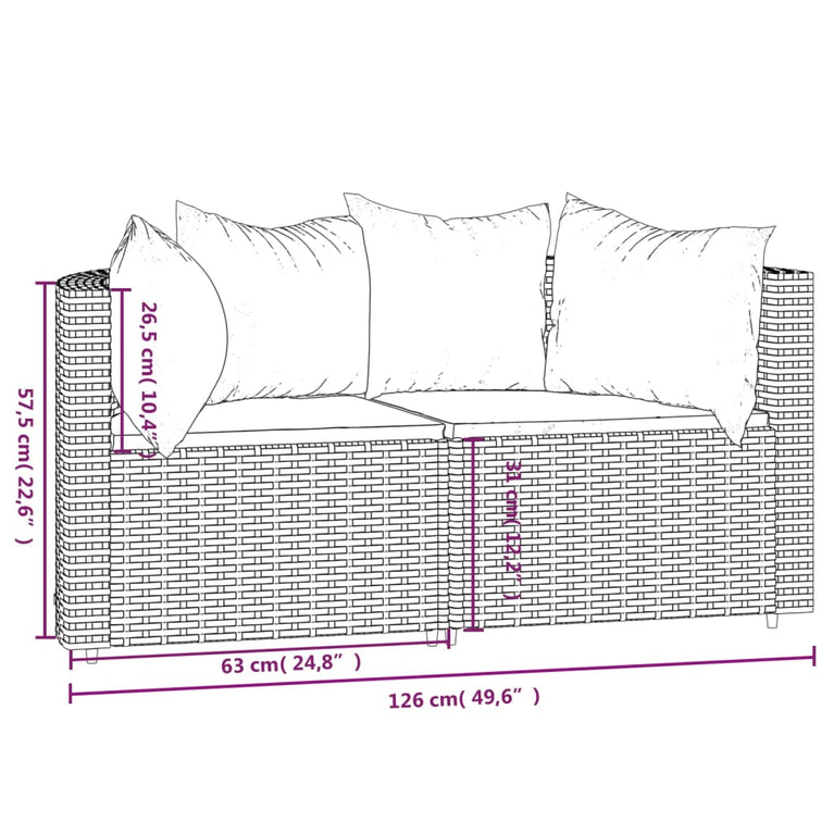 Tuinhoekbanken met kussens 2 st poly rattan zwart MeubelReus