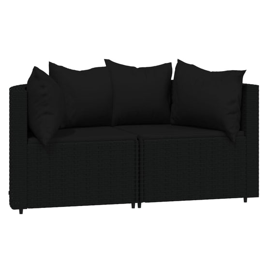 3-delige Loungeset met kussens poly rattan zwart MeubelReus