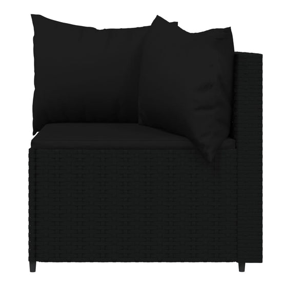 3-delige Loungeset met kussens poly rattan zwart MeubelReus