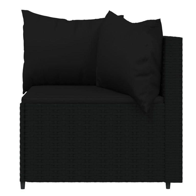 3-delige Loungeset met kussens poly rattan zwart MeubelReus