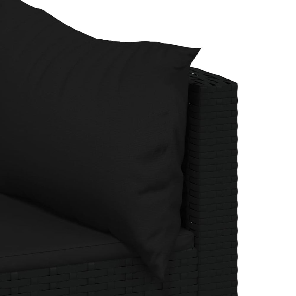 3-delige Loungeset met kussens poly rattan zwart MeubelReus