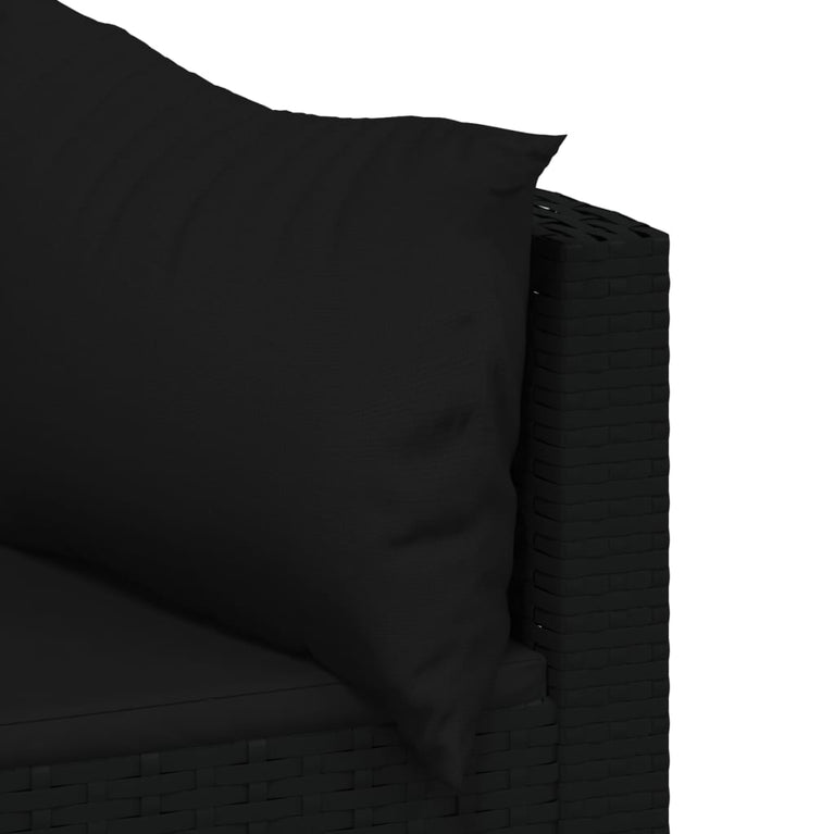 3-delige Loungeset met kussens poly rattan zwart MeubelReus